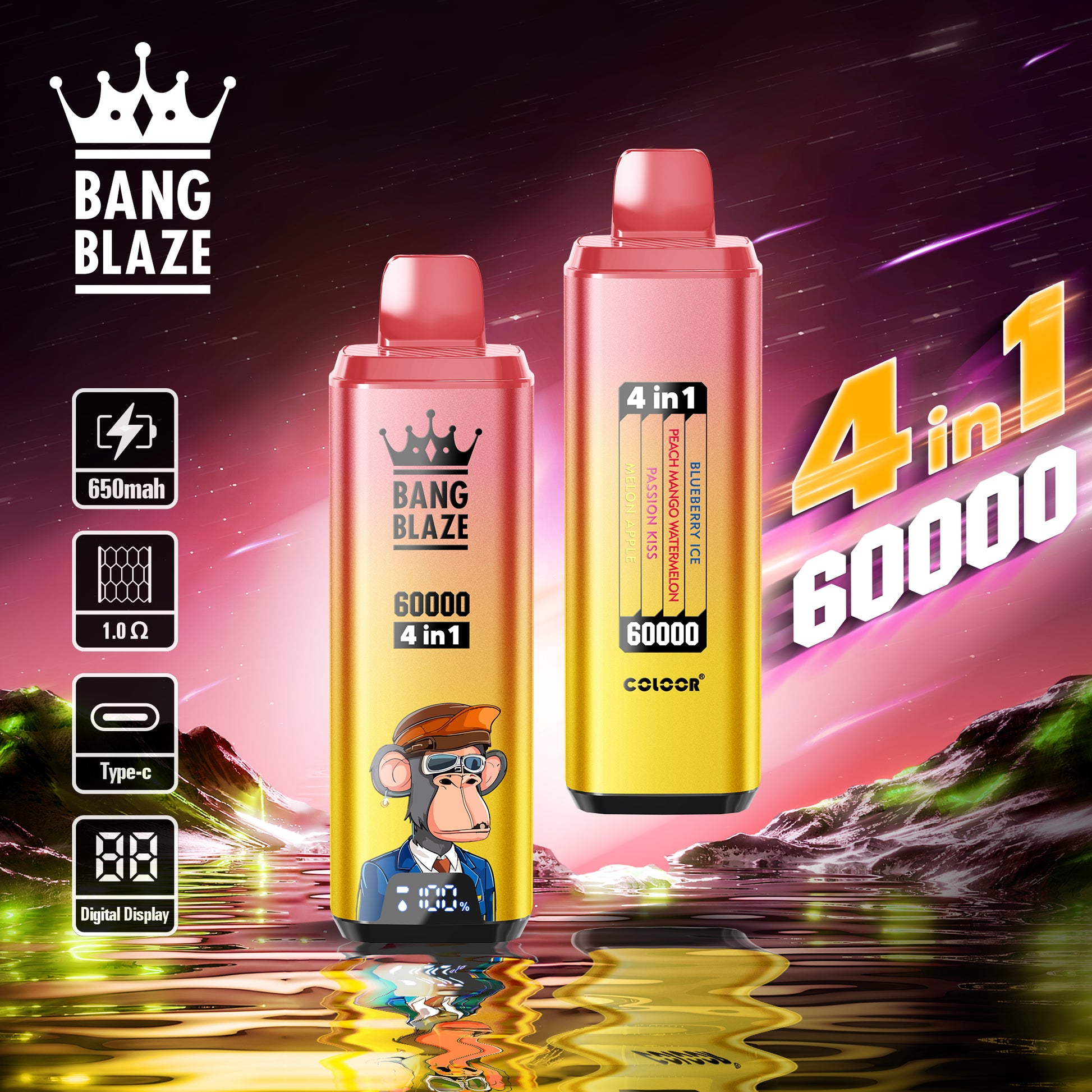 Bang Blaze Liquideo Puff 60K Puffs 4 in 1 Saveurs Cigarette électronique Jetable Vape Shop