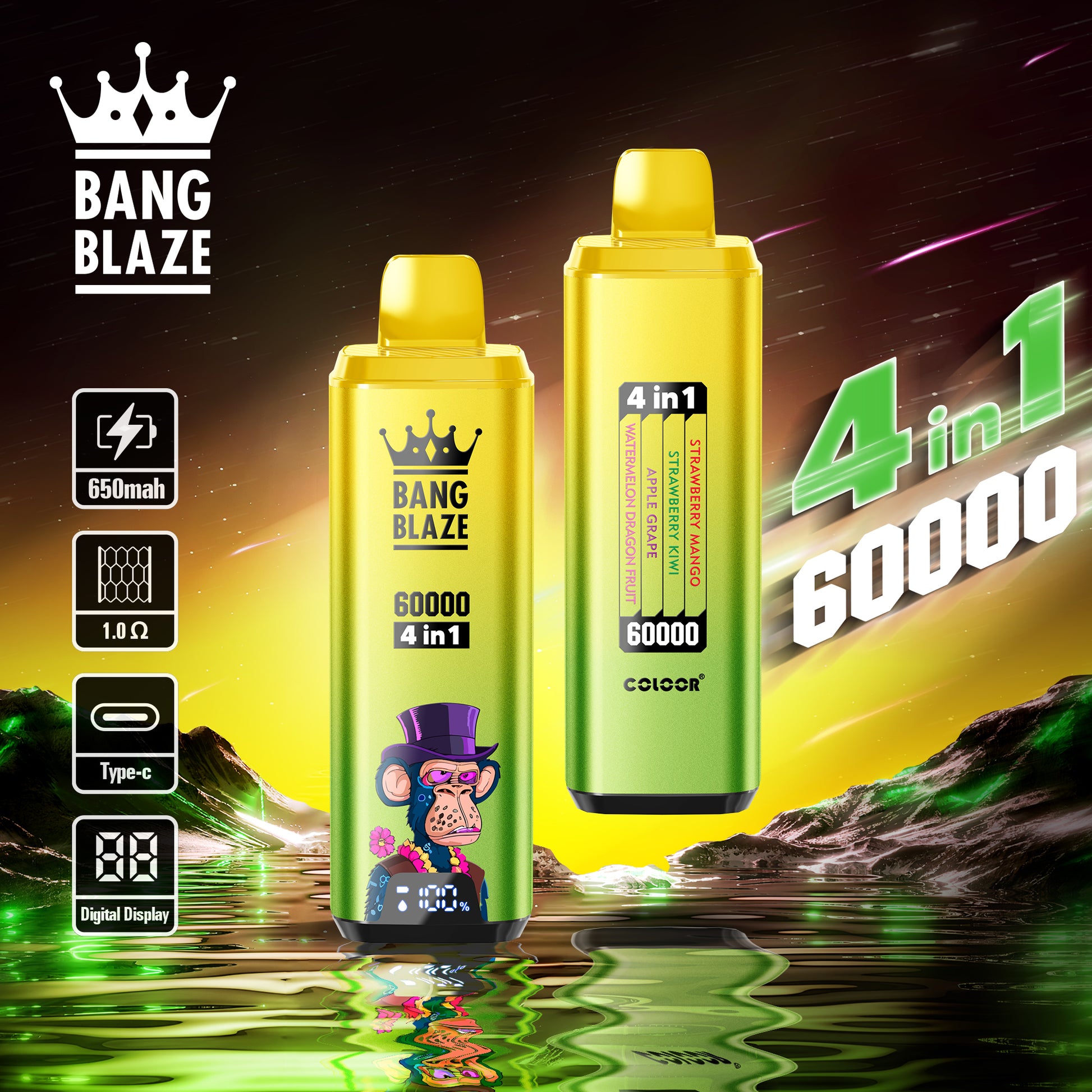 Puff 60000 Taff Liquide Cigarette électronique Prix Bang Blaze 4 en 1 Flavors de Big Puffs