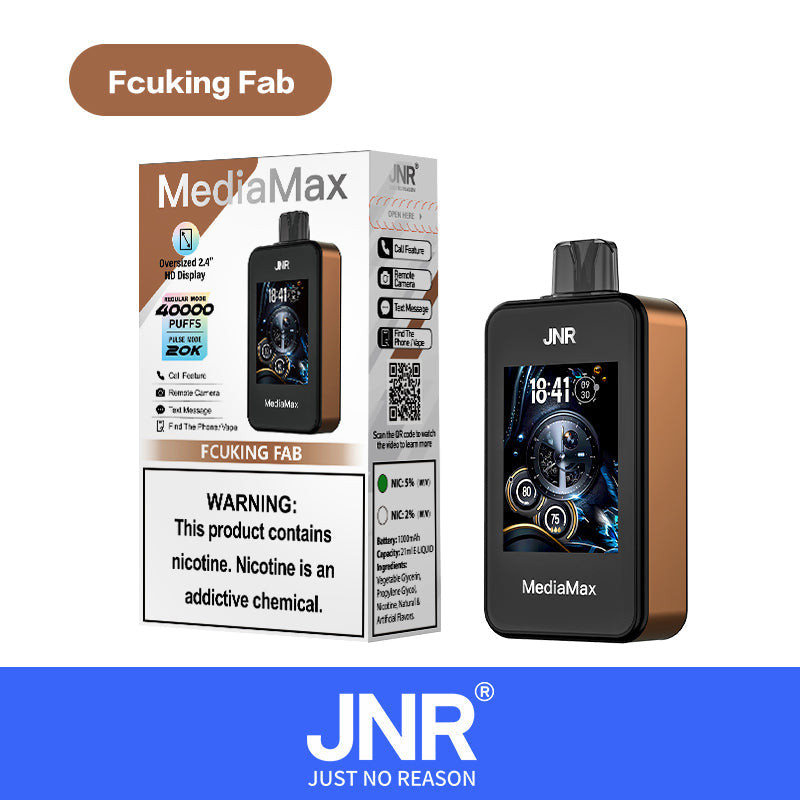 JNR Vape Media Max 40000 Puff Fcuking Fab Saveur Cigarette électronique Jetable