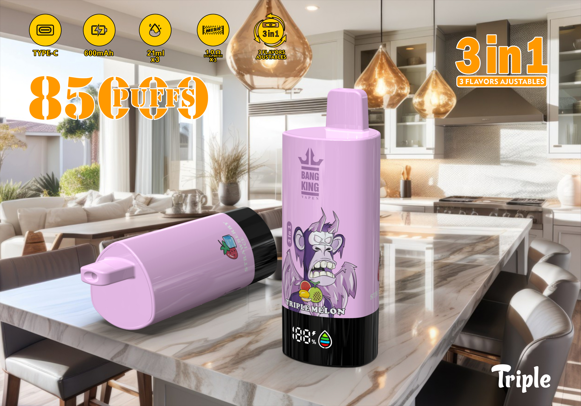 Puff 85000 Taff 3-in-1 Gout Cigarette électronique Jetable