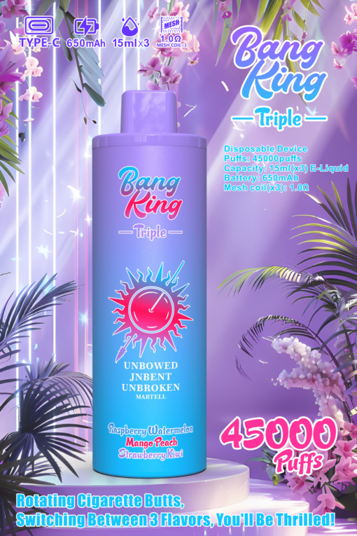 Puff Bang King Triple 3-en-1 Gout de 45K Puffs Vape Jetable with Batterie Rechargeable