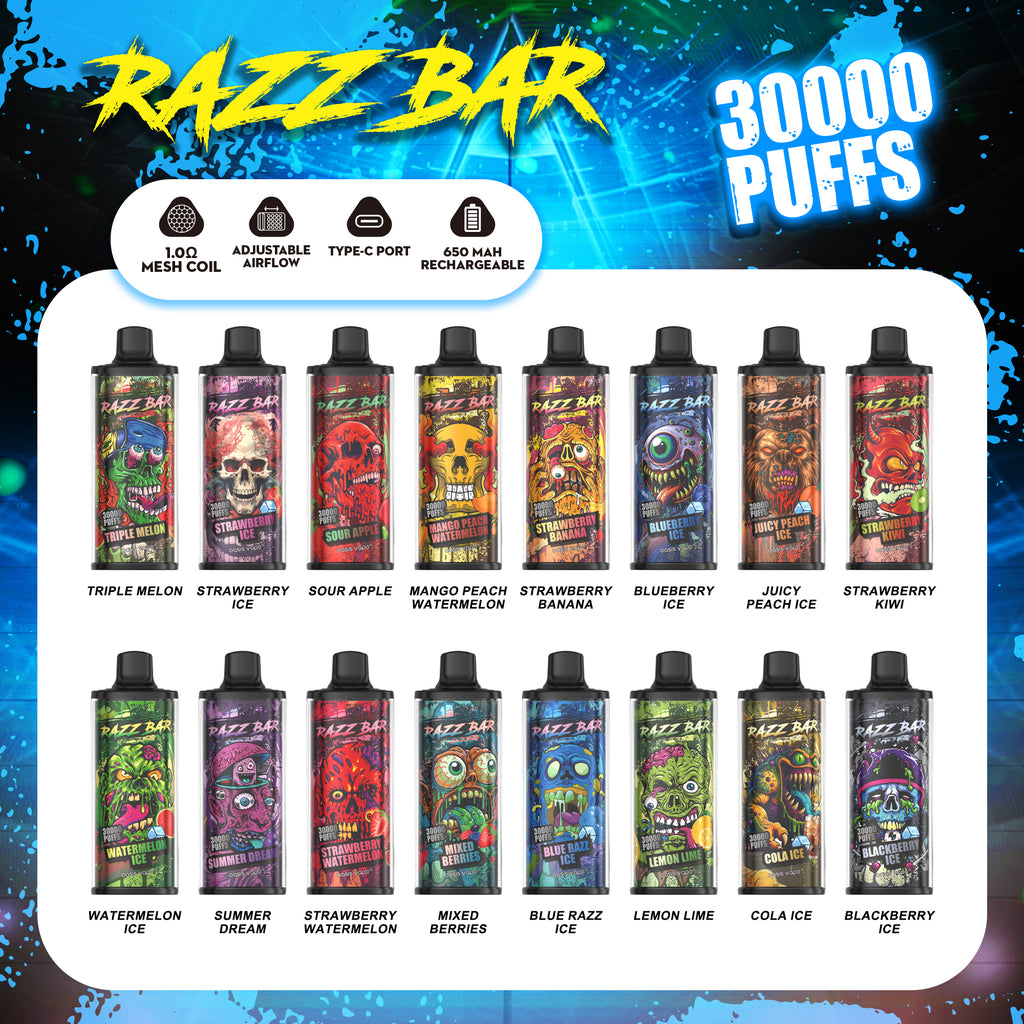 650 mAh rechargeable Razz Bar 30000 Puffs Vape
