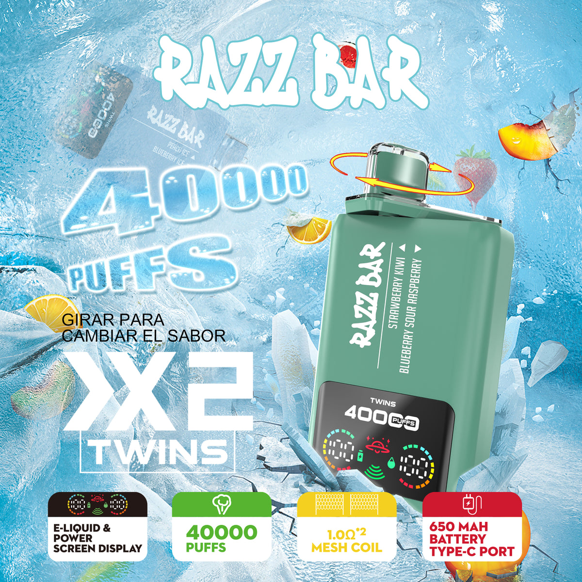 Puff Razz Bar 40K Taff Double saveur
