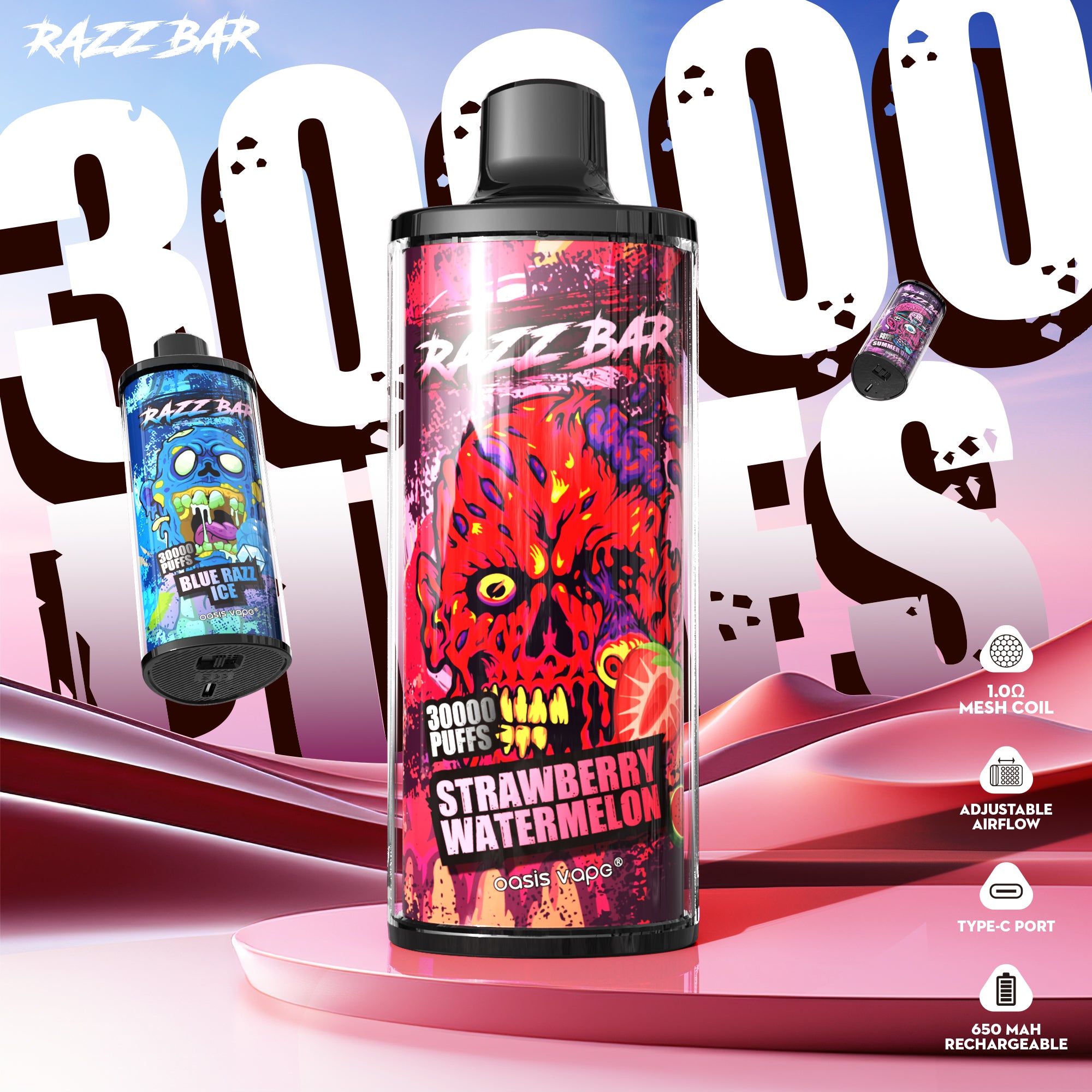 650 mAh rechargeable Razz Bar 30000 Puffs Vape