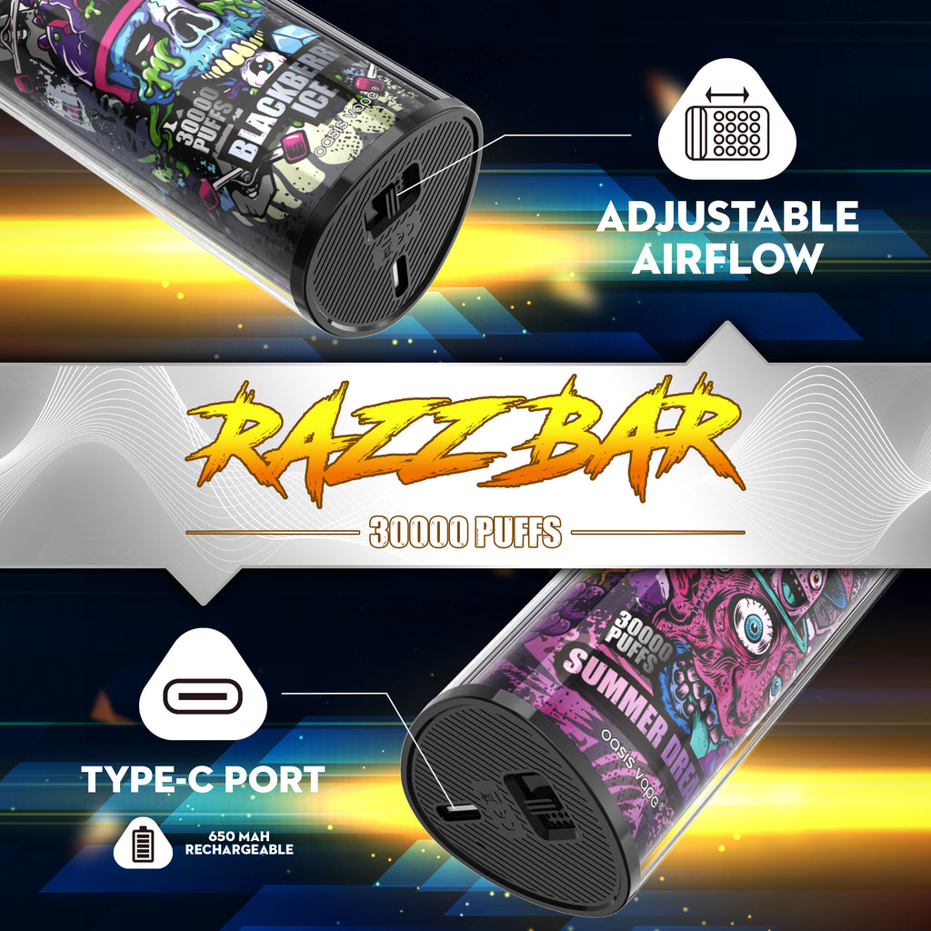 650 mAh rechargeable Razz Bar 30000 Puffs Vape