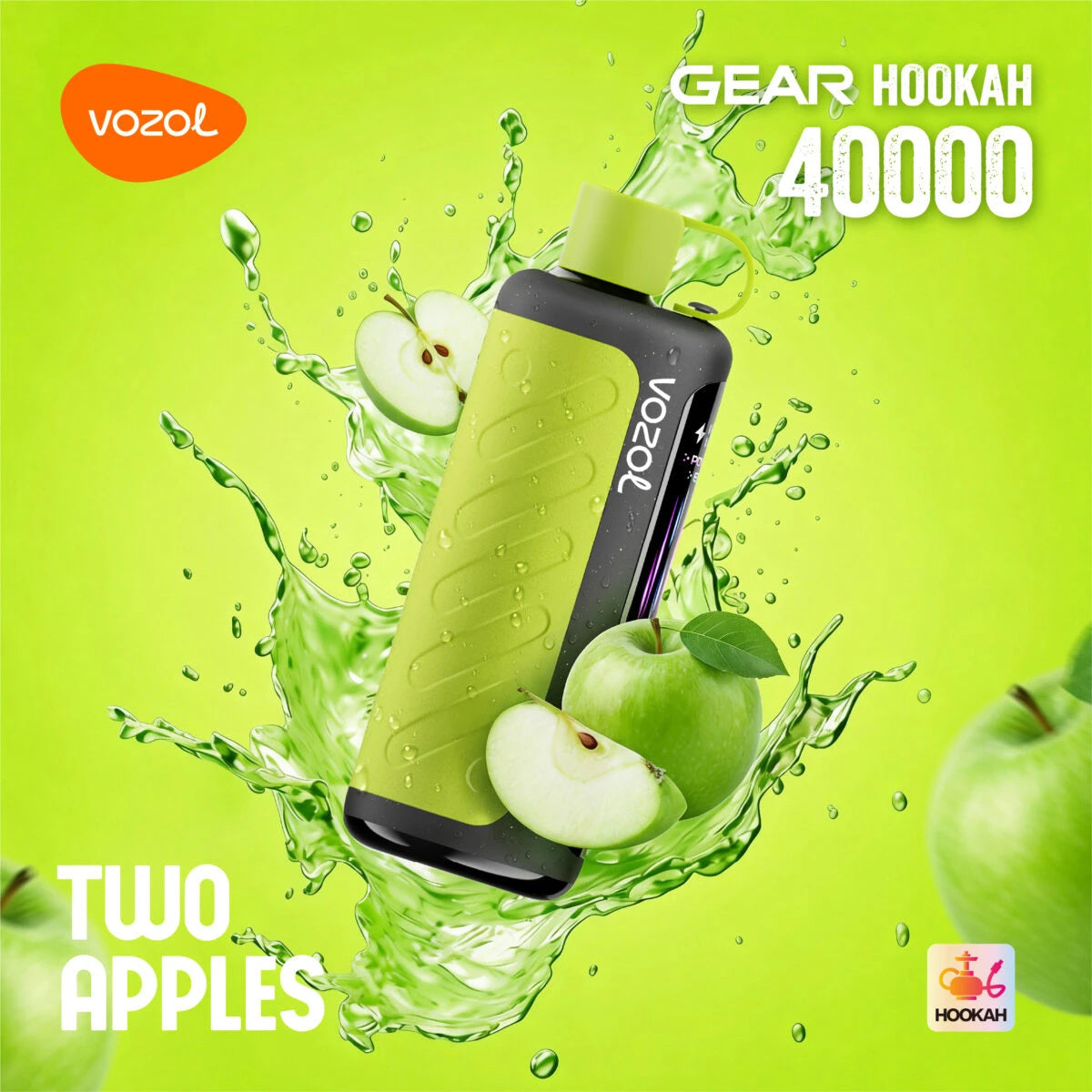 Vozol Gear Hookah 40K Two Apples – Saveur de pomme douce et acidulée
