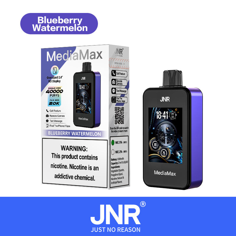 JNR Vape Media Max Puff 40000 Taff Cigarette électronique Jetable - Blueberry Watermelon