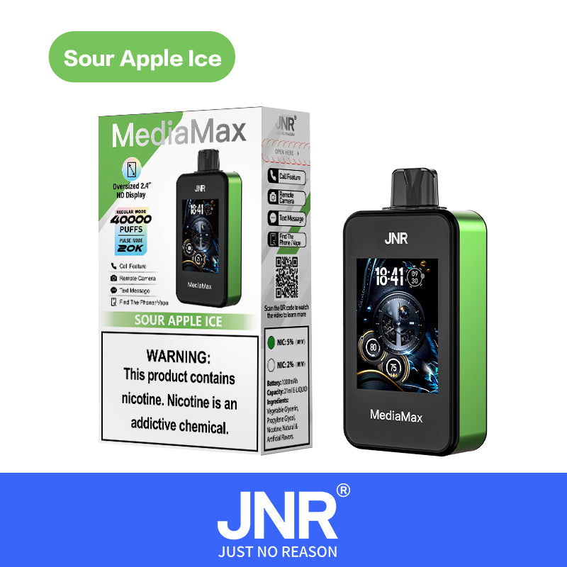 Puff JNR Media Max 40000 Bouffées Sour Apple Ice Vape Jetable
