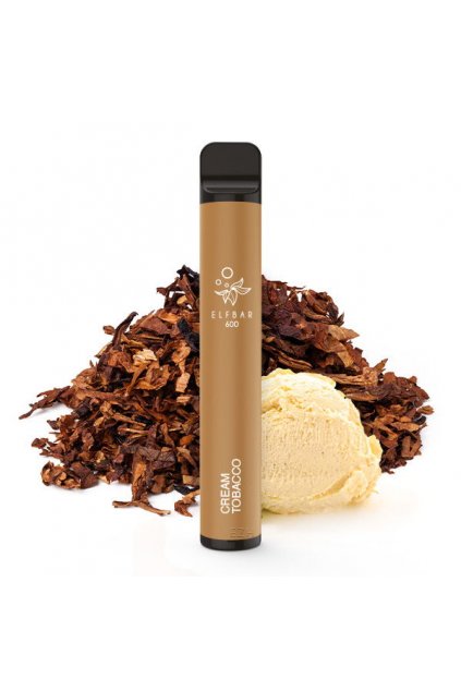 Cream Tobacco Gout de Puff 600 Puffs Nicotine Vape Jetable with Rechargeable Batterie