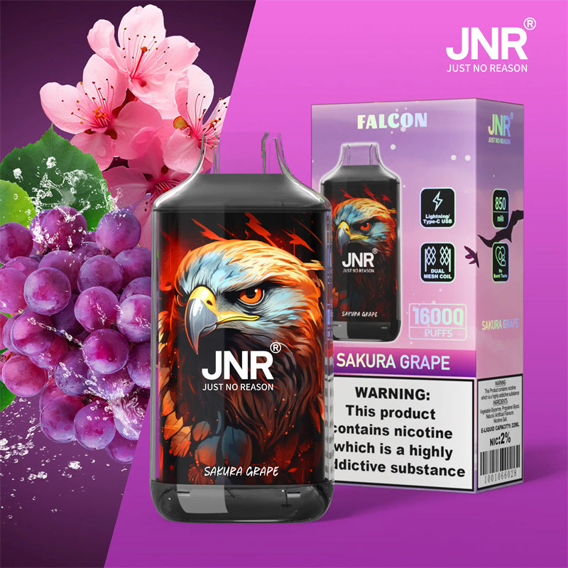 Puff JNR Vape 16K Bouffées Vape Jetable with Rechargeable Batterie Sakura Grape