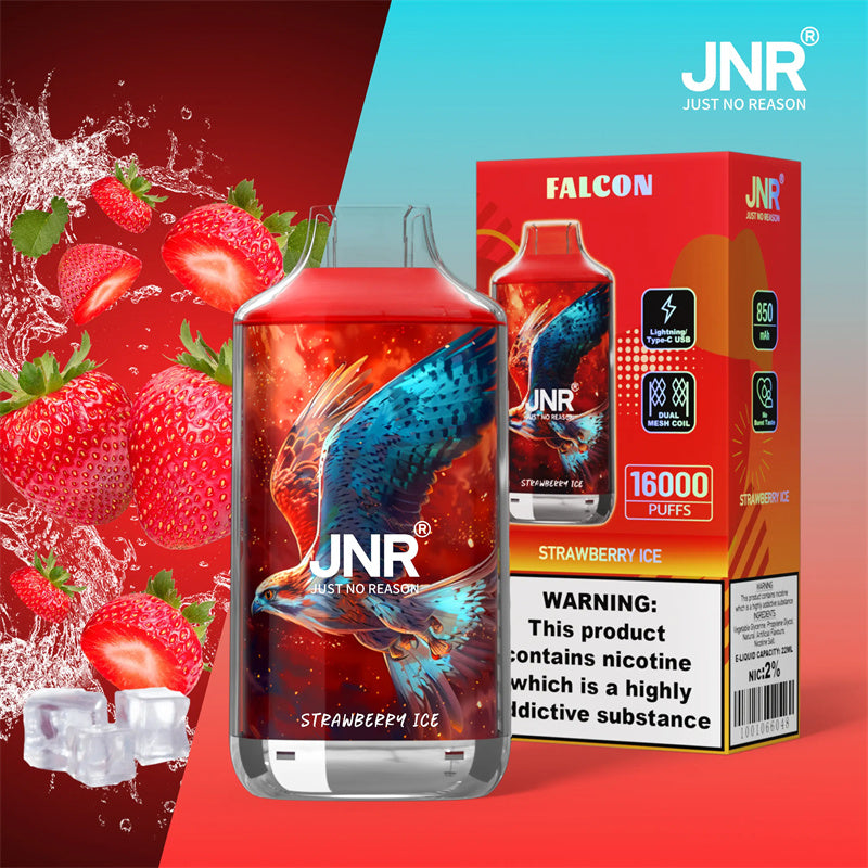 JNR Falcon Vape Puff 16000 Taff Strawberry Ice Gout Cigarette électronique Jetables