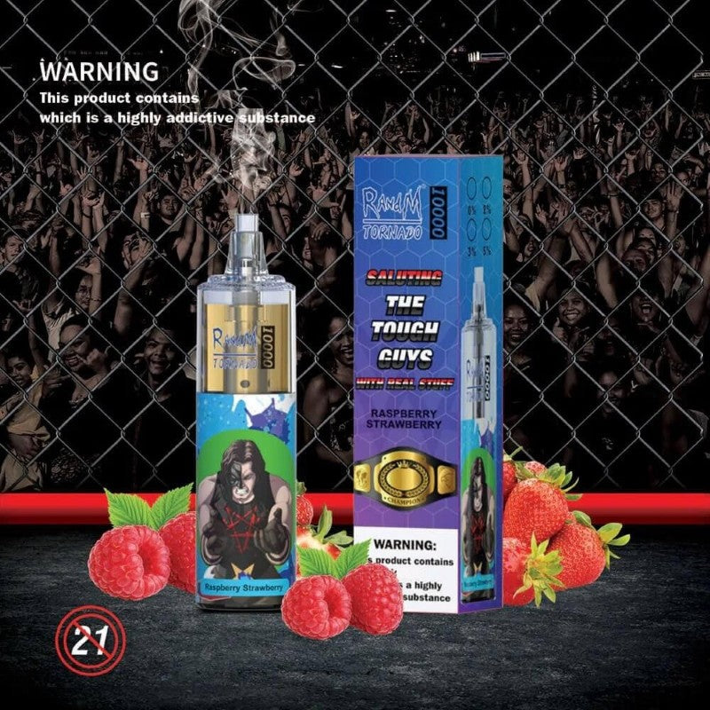 Randm Tornado Puff 10000 Taff Raspberry Strawberry Gout with 2% Nicotine