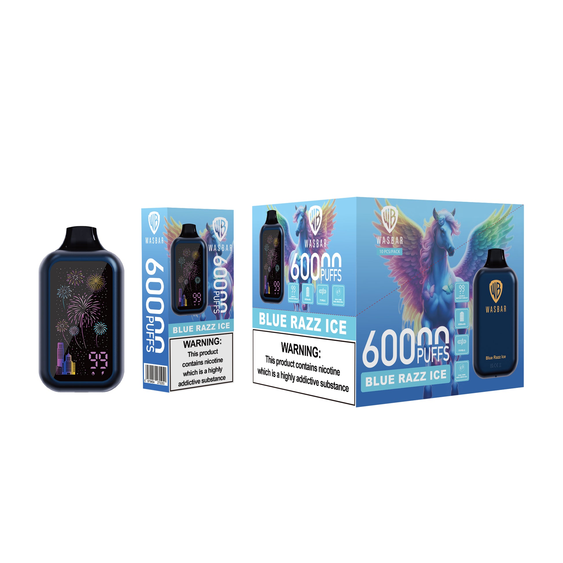 Puff WASBAR 60K Taff Blue Razz Ice