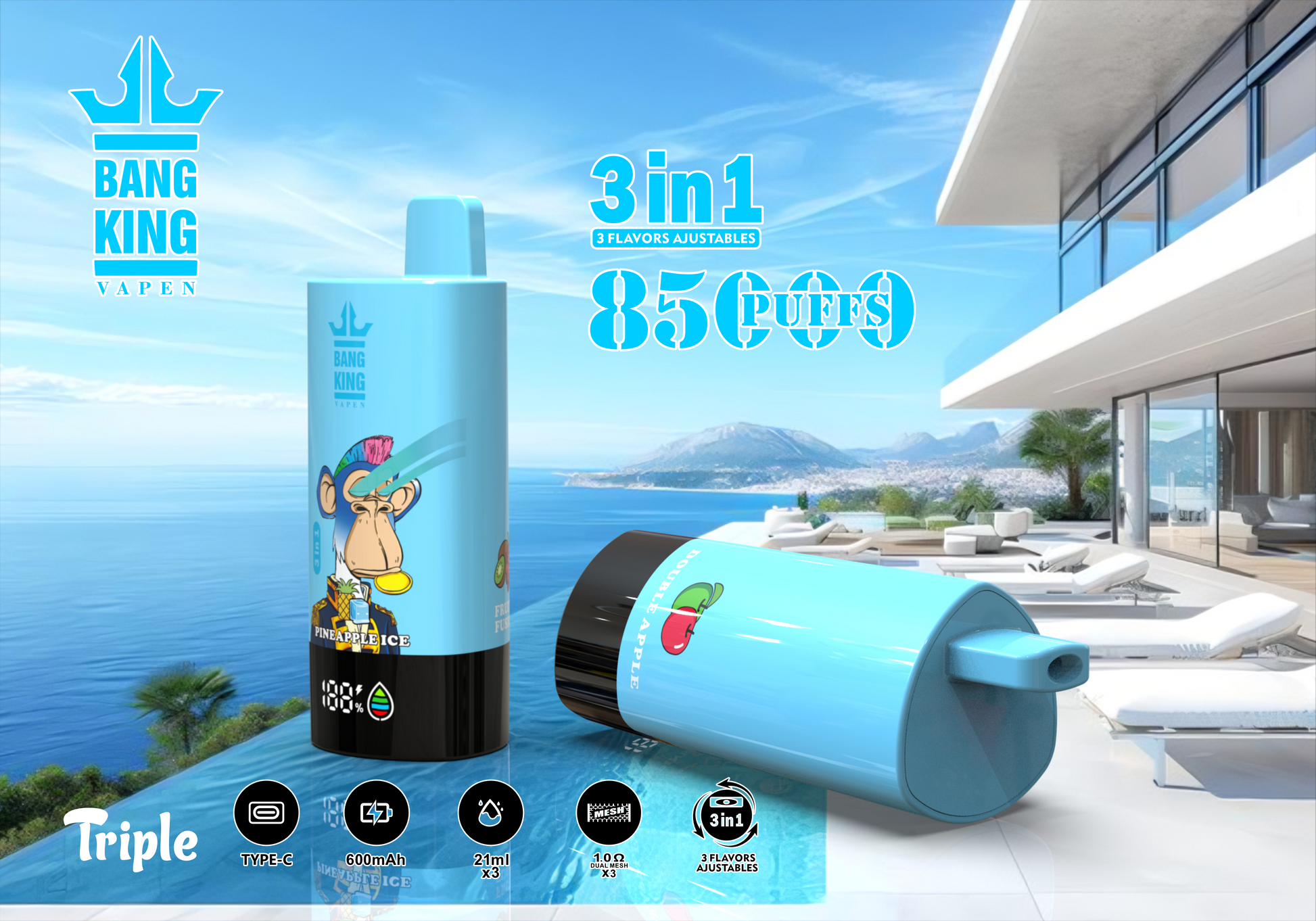 Bang King 85000 Puffs Cigarettes électroniques Jetables Aux Saveurs Commutables