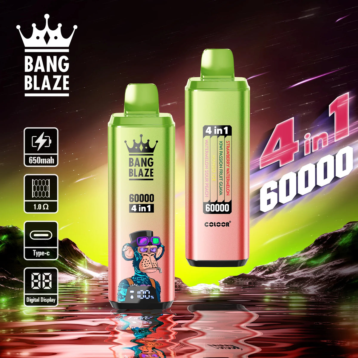 Bang Blaze 60000 Big Puff Power 60K Bouffees 4 in 1 Gout Vape Jetable Store