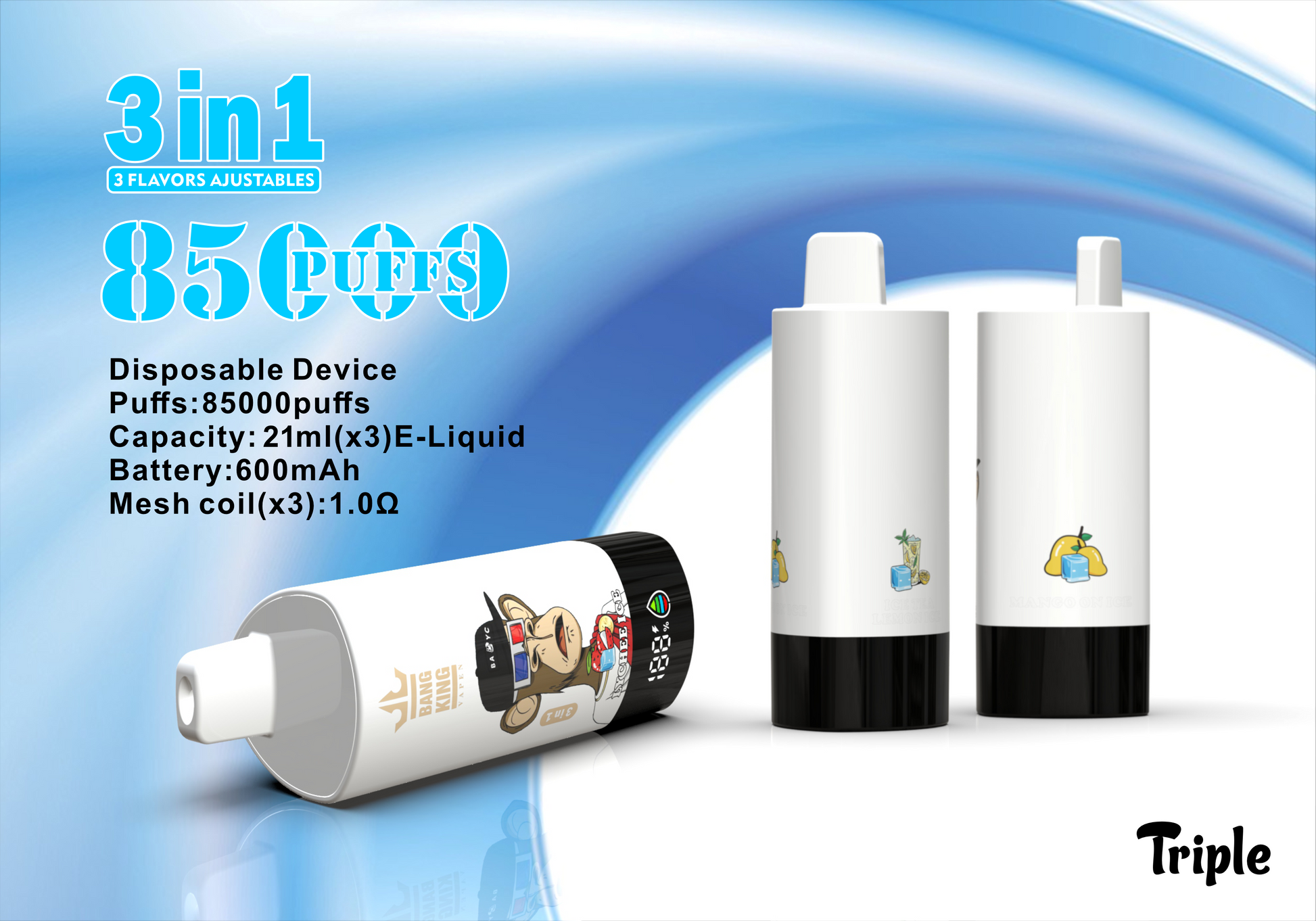 Prix Puff Bang King Triple 85000 Bouffees Nicotine Cigarette électronique Jetable