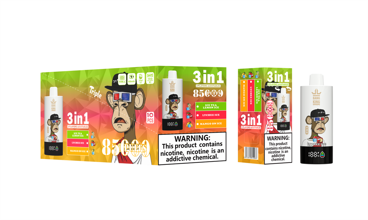 Bang King 85000 Puffs Triple Gout de Puff 85K Bouffees Vape Jetable