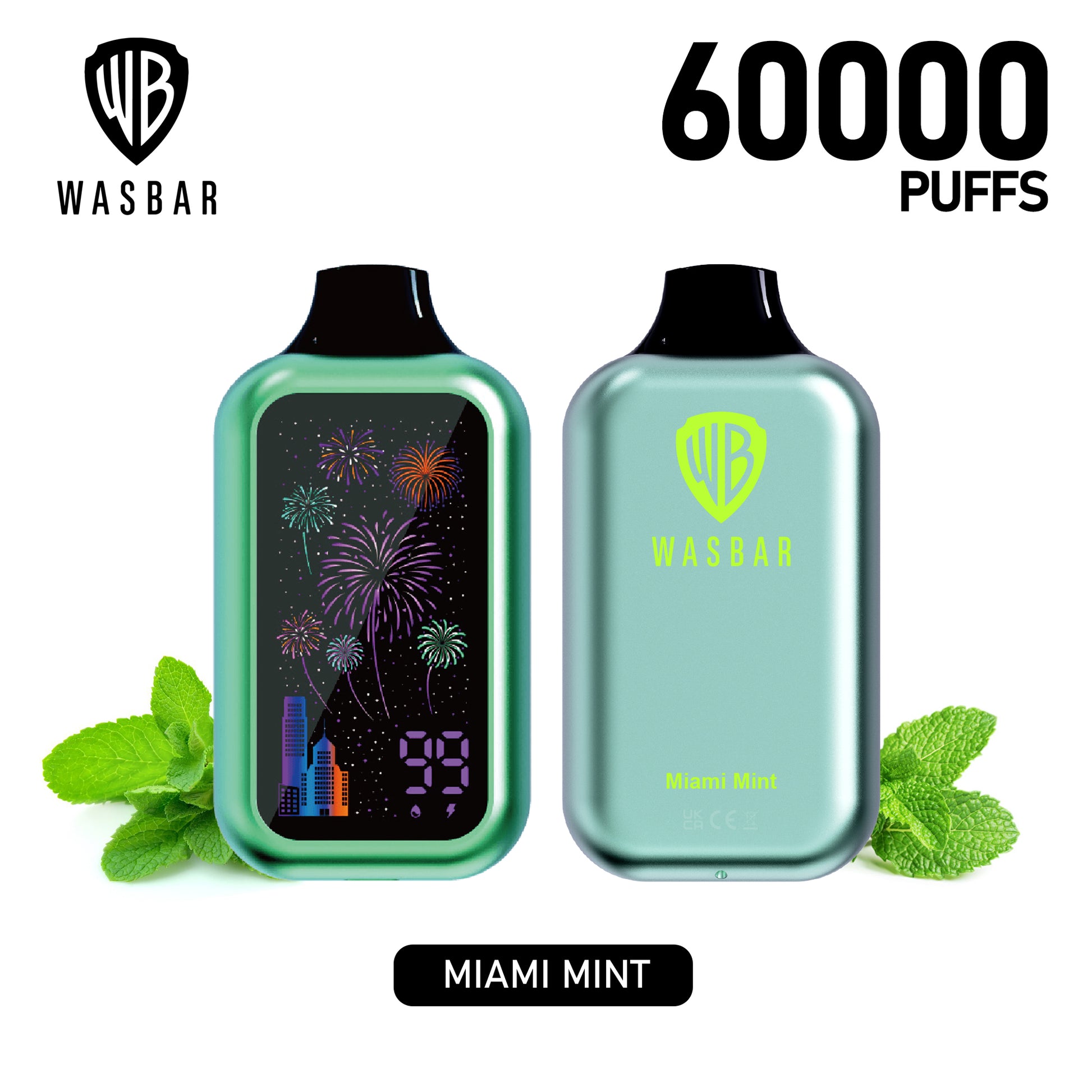 WASBAR 60K Puffs Miami Mint