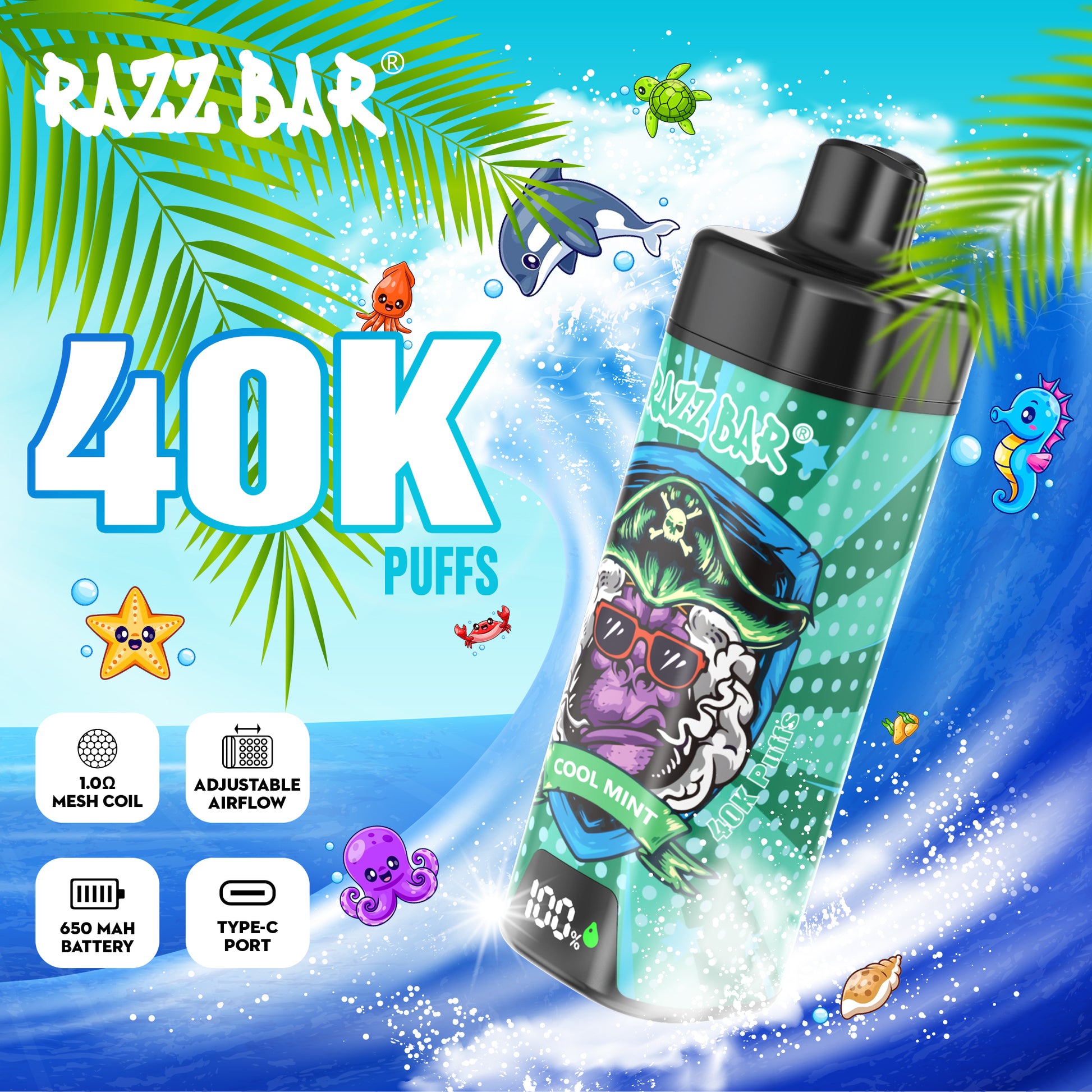 Razz Bar NEU 40K Züge Vape 18 Geschmacksrichtungen