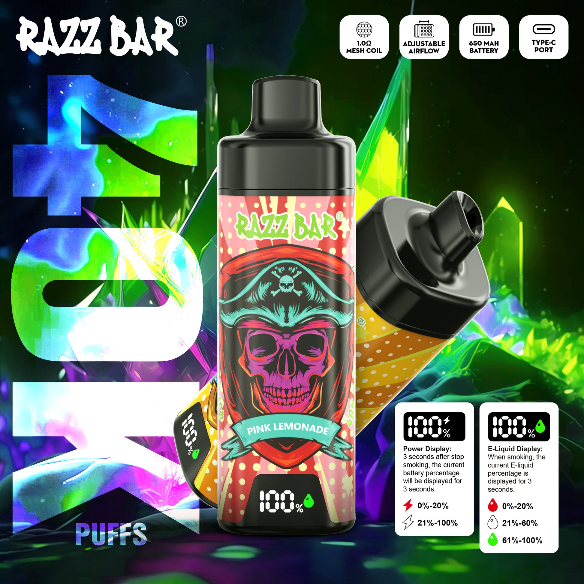 Razz Bar NEU 40K Züge Vape 18 Geschmacksrichtungen