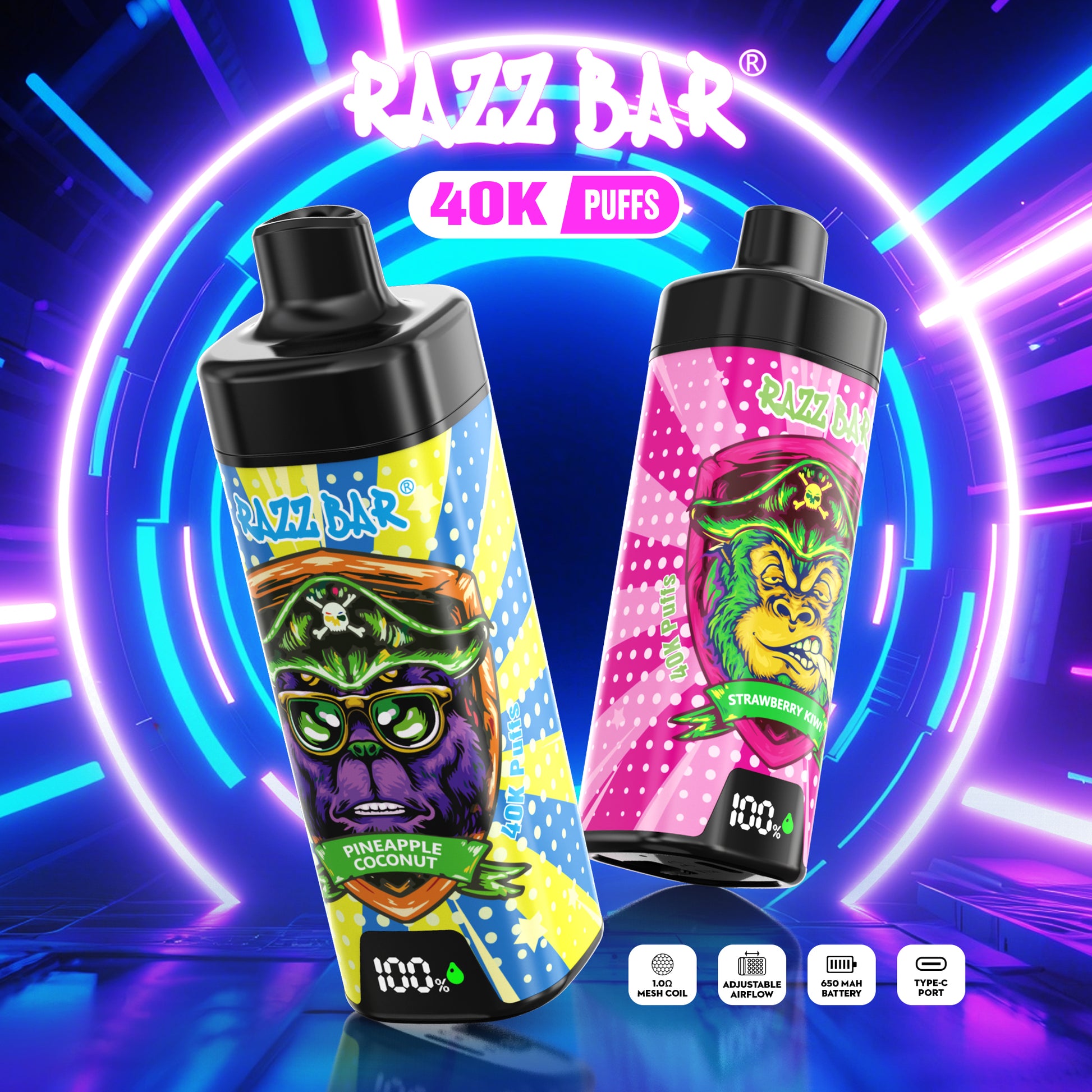 Razz Bar NEU 40K Züge Vape 18 Geschmacksrichtungen