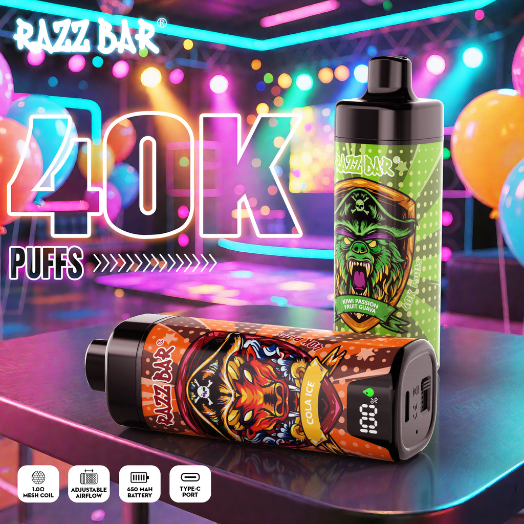 Razz Bar NEU 40K Züge Vape 18 Geschmacksrichtungen