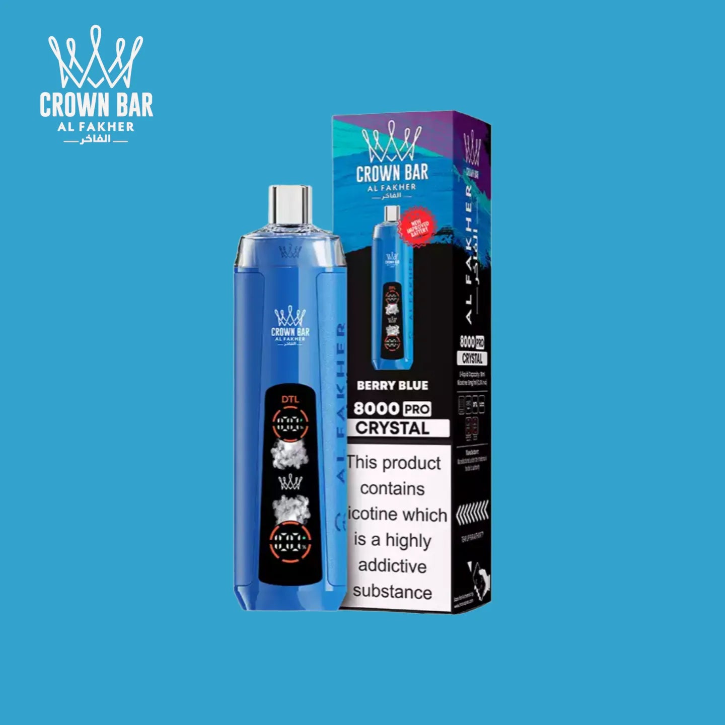 Al Fakher Crown Bar 8000 Crystal Berry Blue
