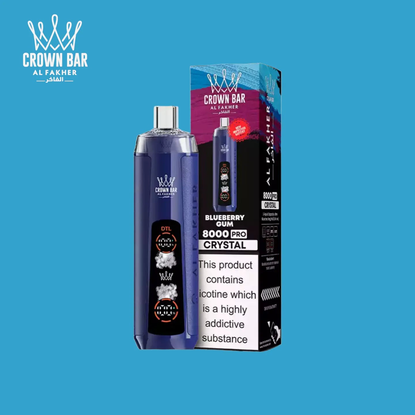 Puff Al Fakher Crown Bar 8000 Crystal Blueberry Gum