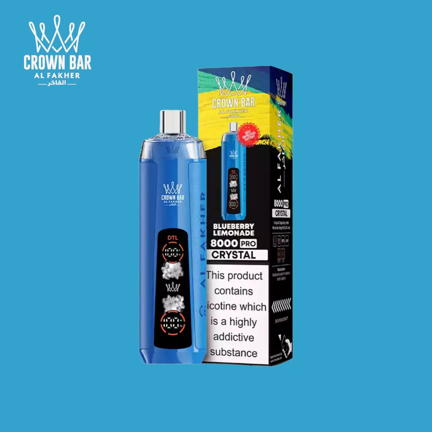 Blueberry Lemonade Al Fakher Crown Bar 8000 Crystal Vape