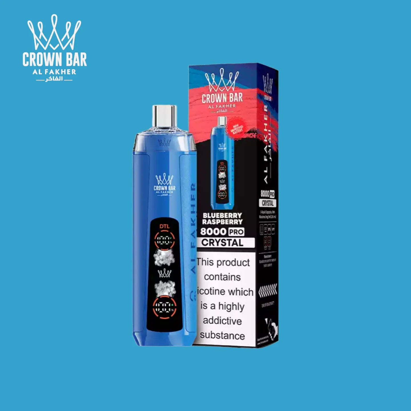 Al Fakher 8000 Crystal Vape Blueberry Raspberry Saveur