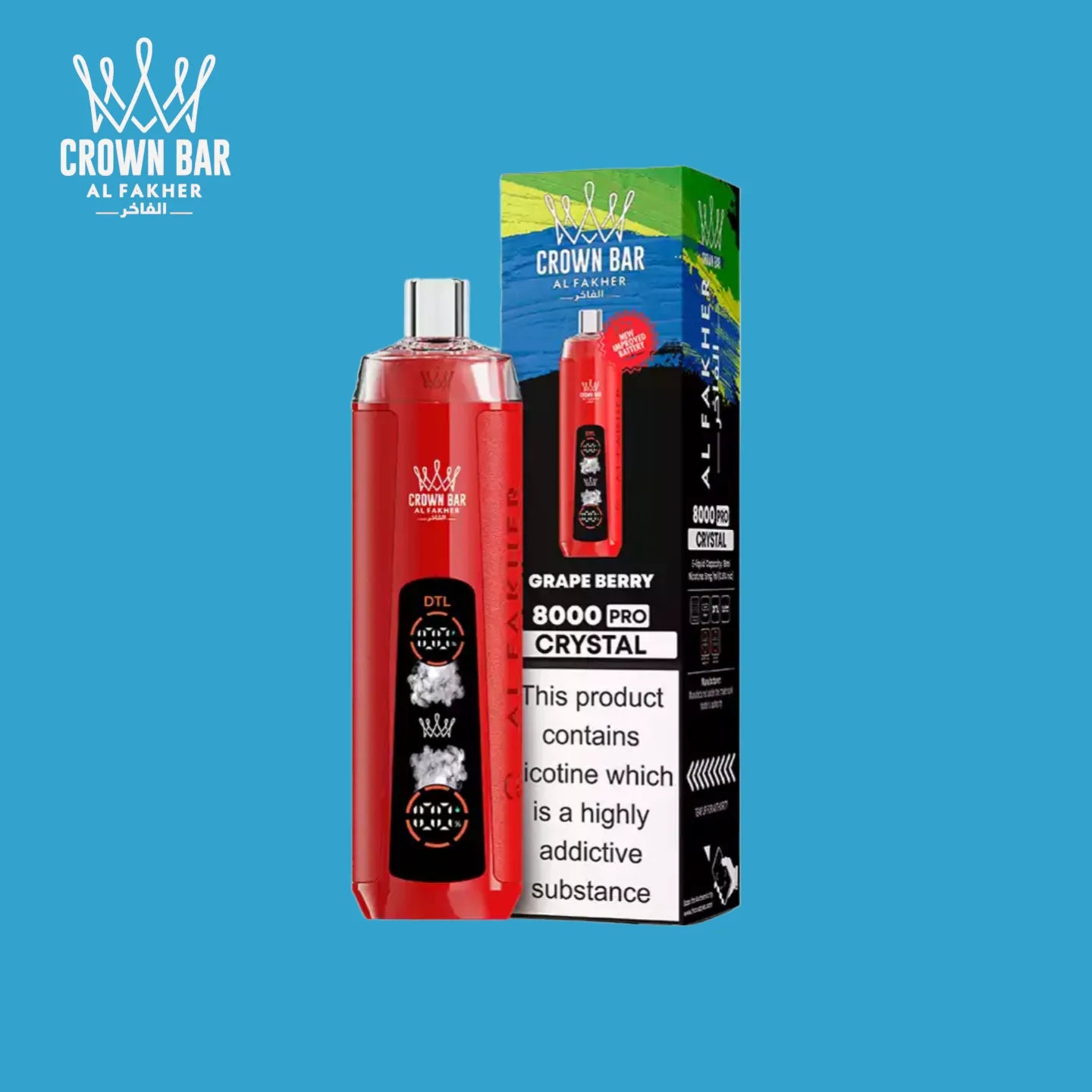 Saveur Grape Berry Al Fakher Crown Bar 8000 Crystal Vape