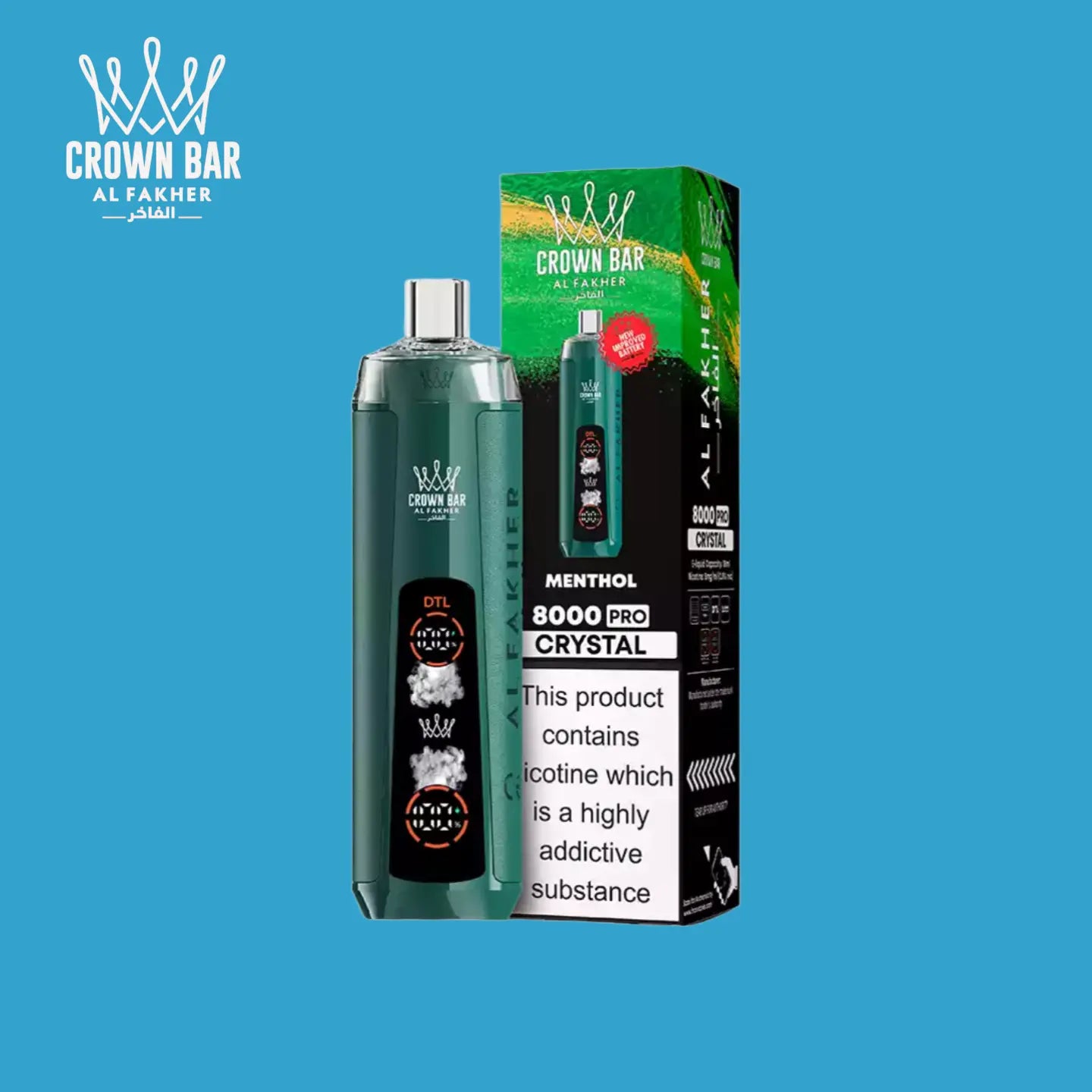 Al Fakher Crown Bar 8000 Crystal – Menthol