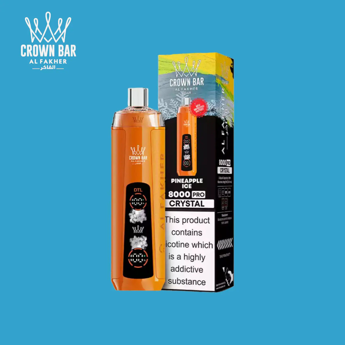Pineapple Ice Al Fakher Crown Bar 8000 Crystal Vape