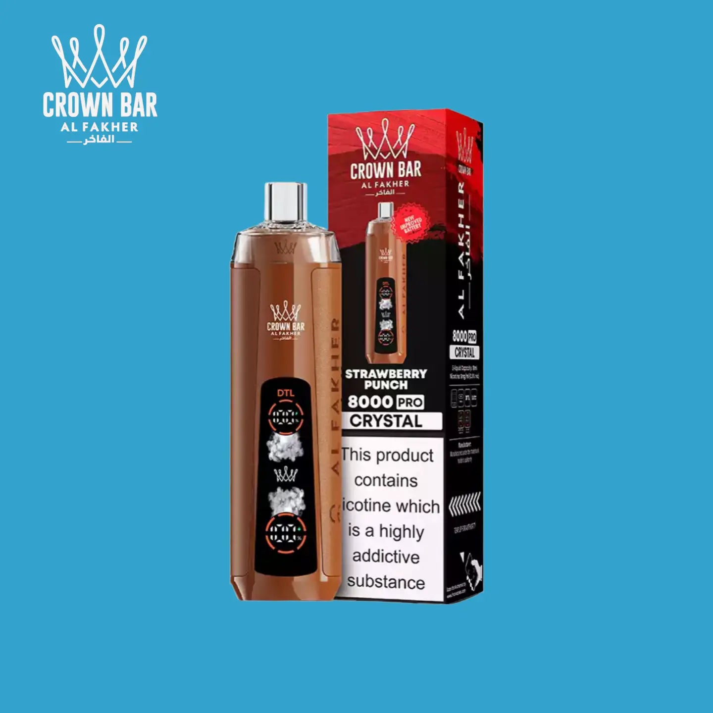 Strawberry Punch Al Fakher Crown Bar 8000 Crystal Vape