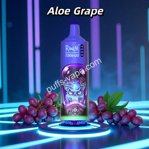 RandM Tornado 9000 Puff Cigarette électronique Jetable Aloe Grape Goût –  Puffs-vape
