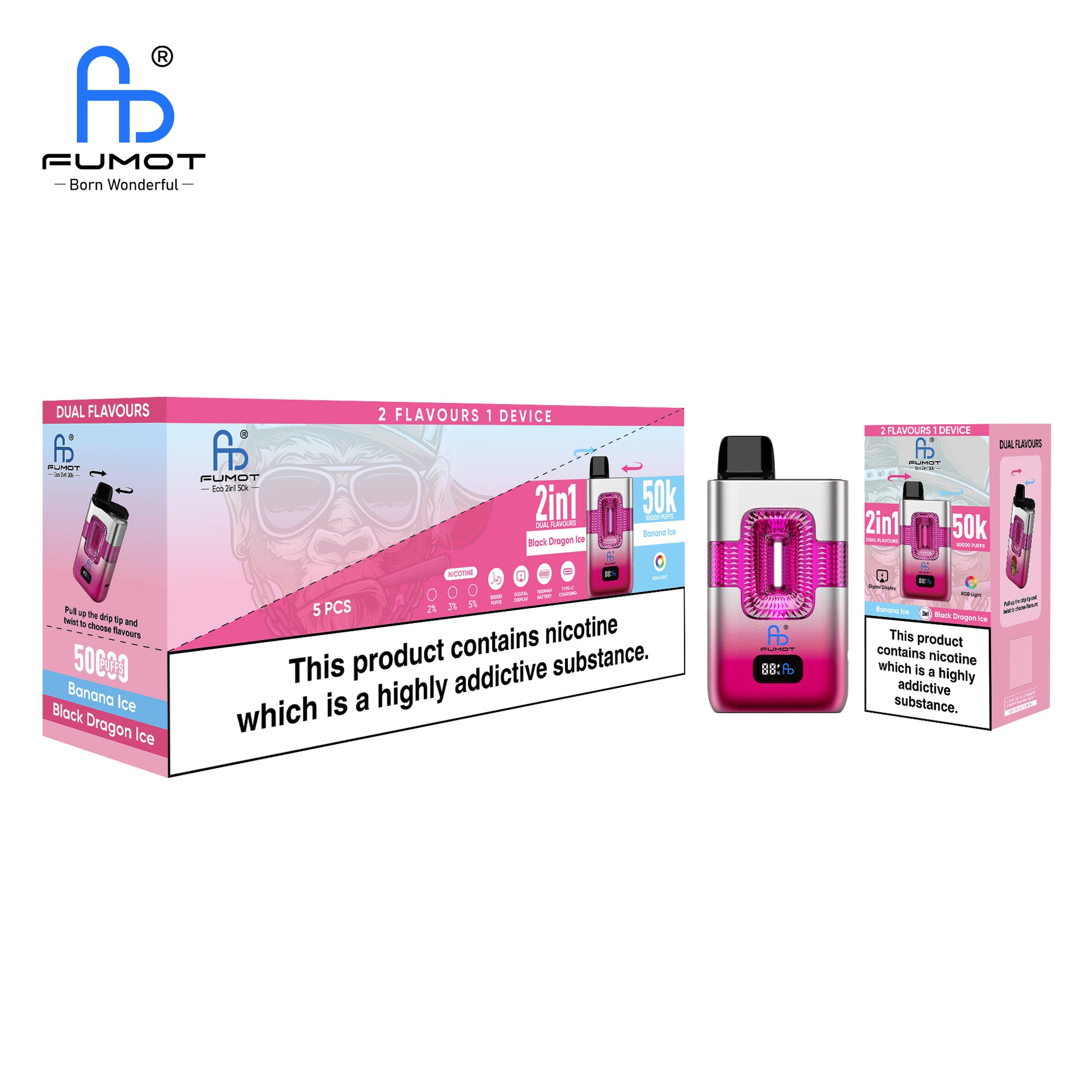 Fumot ECO 2IN1 50000 Banana Ice & Black Dragon Ice Dual-Flavor