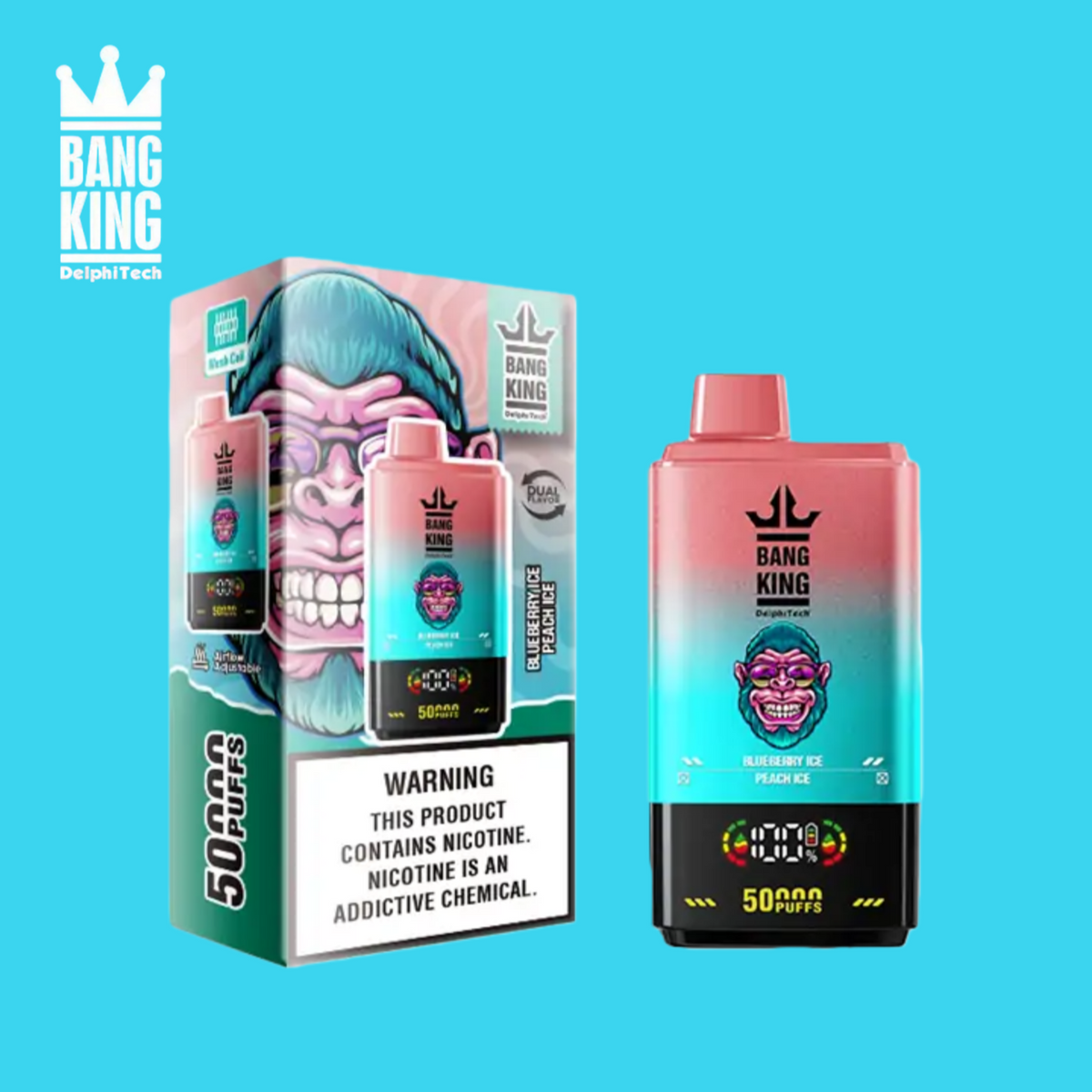 Blueberry Ice & Peach Ice Double Gout - Puff 50000 Taff Vape Jetable with 2% Nicotine