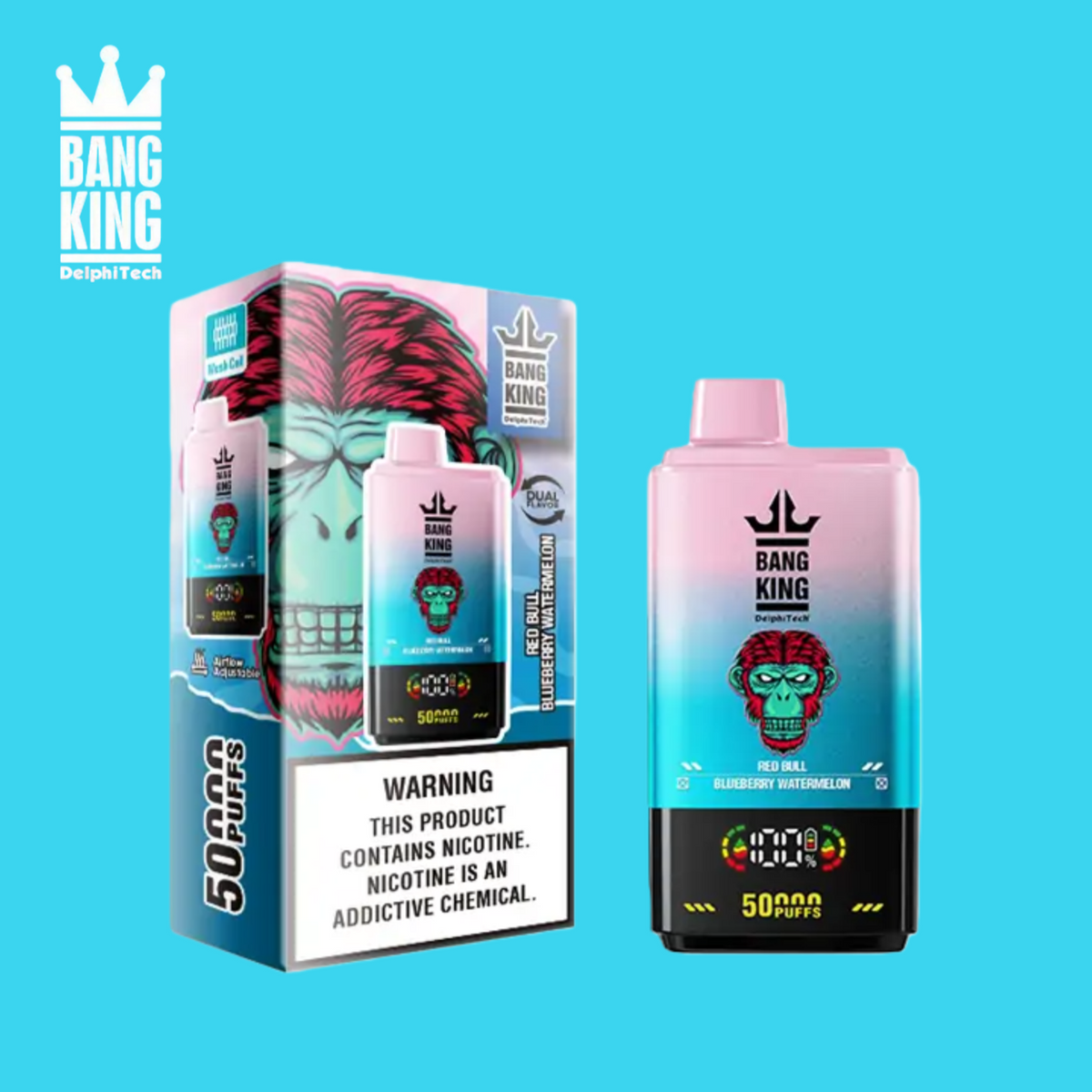 Bang King Big Puff 50K Taff Red Bull & Blueberry Watermelon Saveurs Vape Jetable