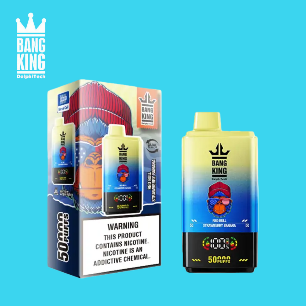 Puff 50K Cigarettes électroniques Jetable Red Bull & Strawberry Banana Dual Saveurs