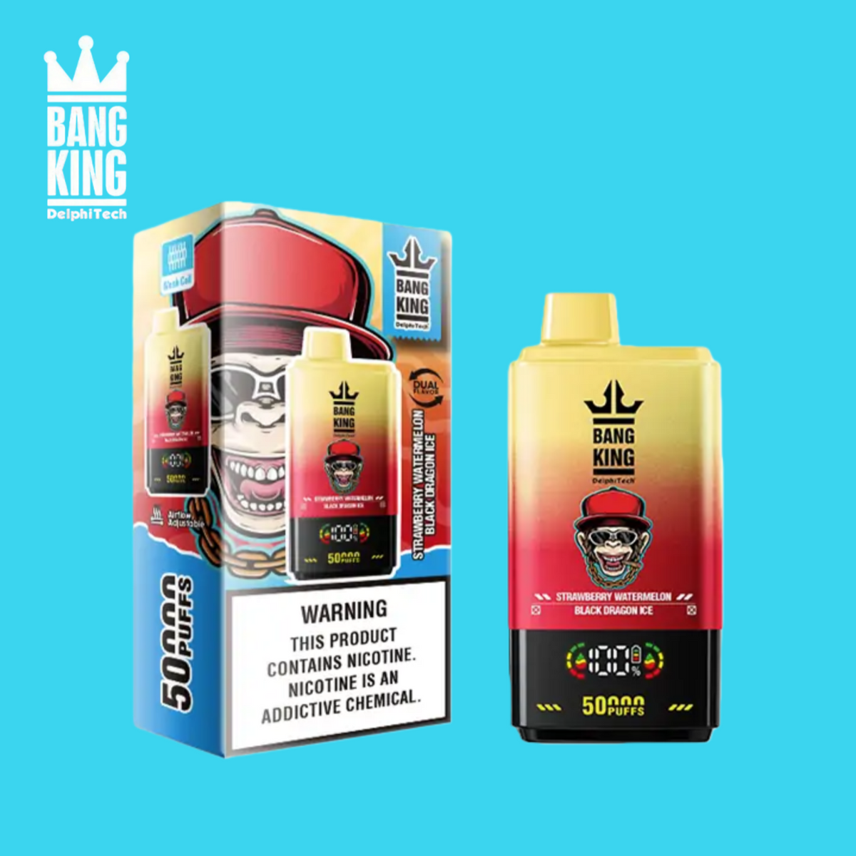 Bang King Puff 50K Big Puffs Strawberry Watermelon & Black Dragon Ice Double Gout