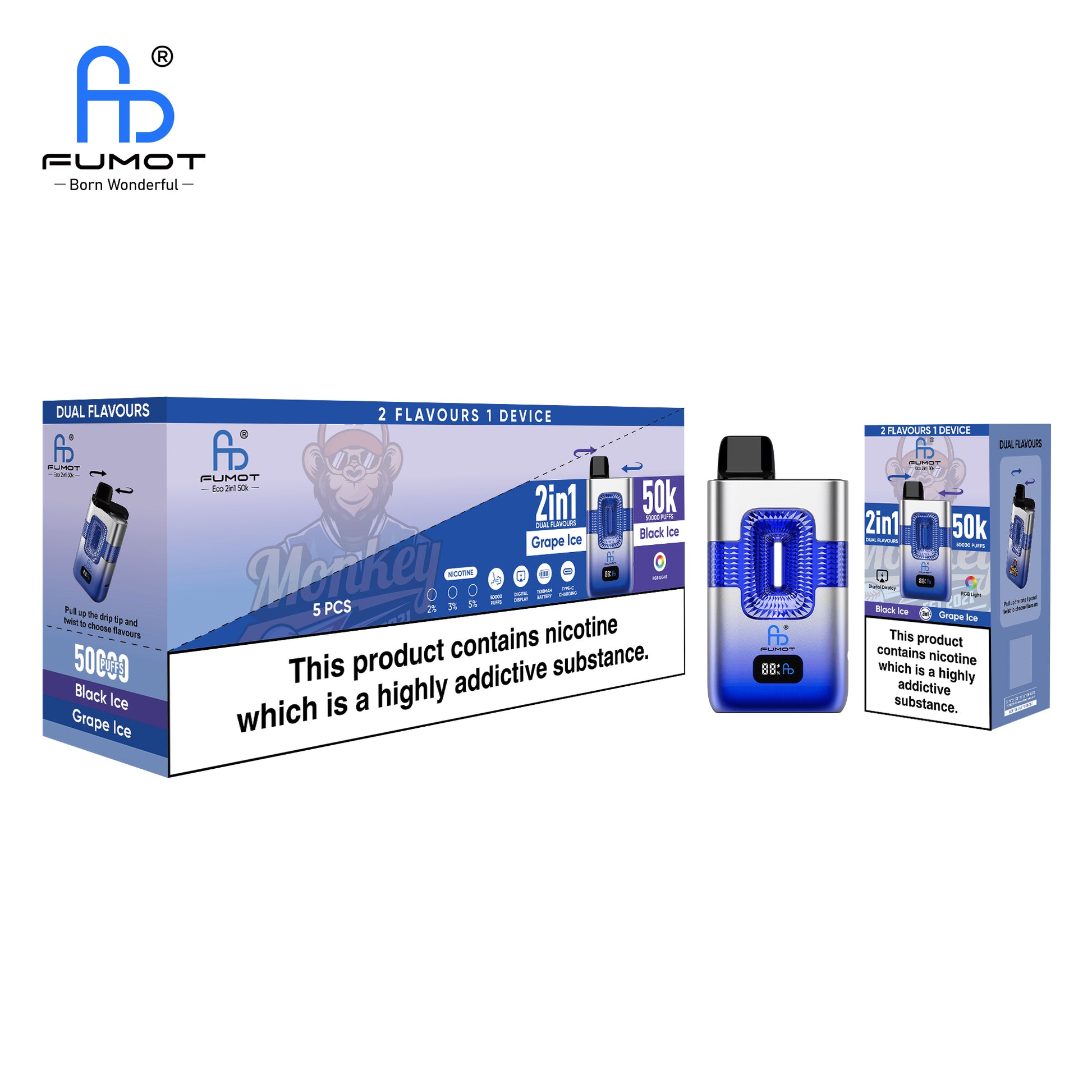 Randm Tornado 50000 Taff Black Ice & Grape Ice