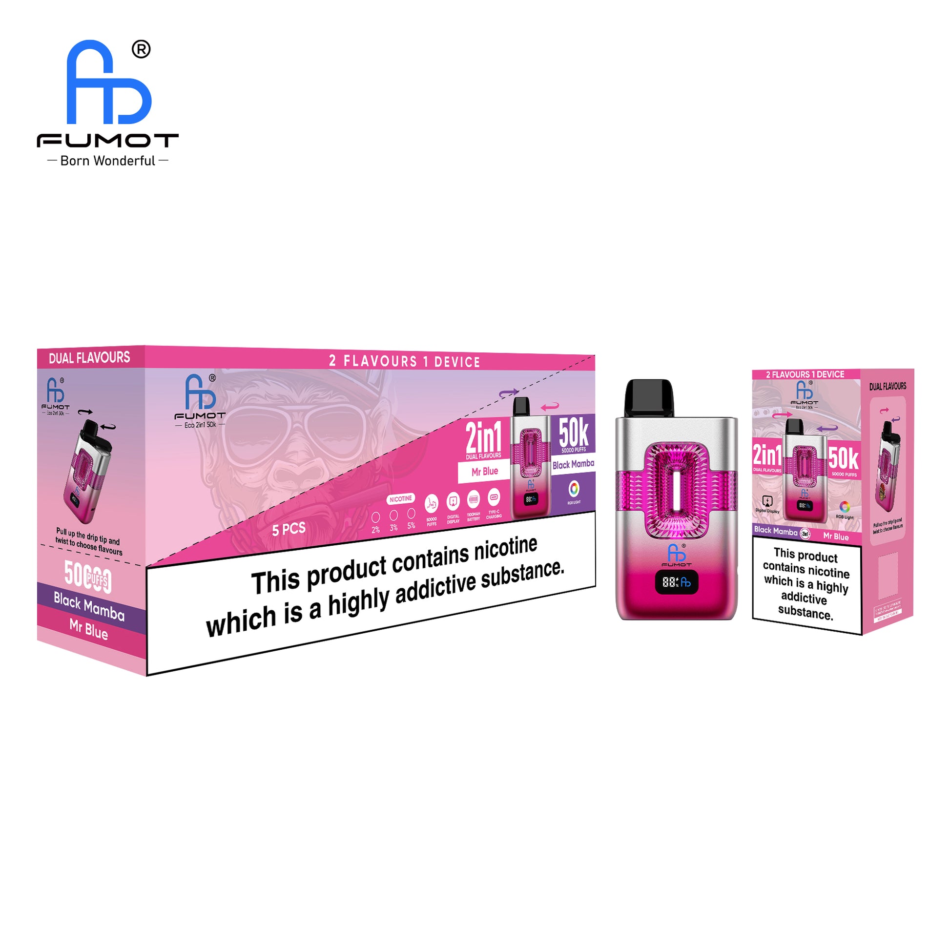 Fumot ECO 2IN1 50K Puffs Black Mamba & Mr Blue