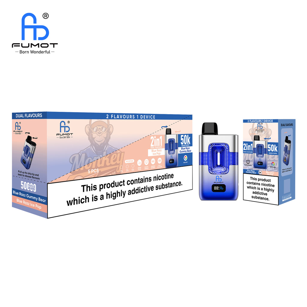 RandM Fumot ECO 2IN1 50K Blaue Himbeer-Gummibärchen & Blaue Himbeer-Eis am Stiel