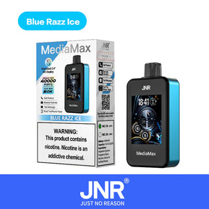 Puff JNR Mediamax 40K Einweg-E-Zigaretten-Puffs, Geschmacksrichtung Blue Razz Ice