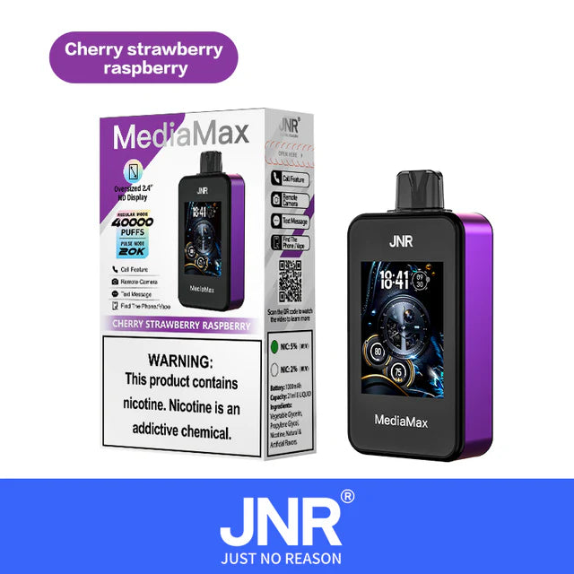 JNR Mediamax 40000 Puffs Cherry Strawberry Raspberry Vape Jetable