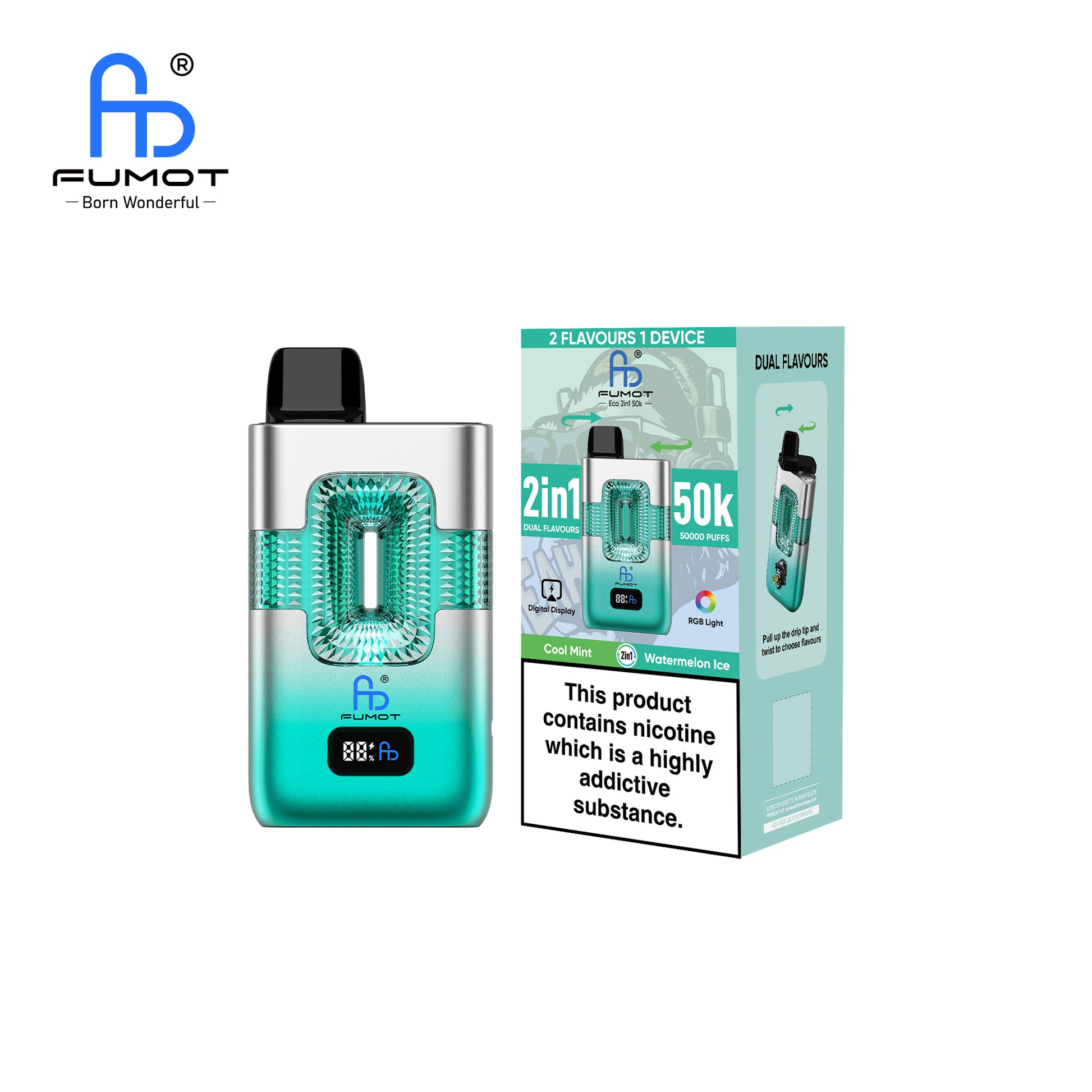 Cool Mint & Watermelon Ice FUMOT ECO 2IN1 50K Vape