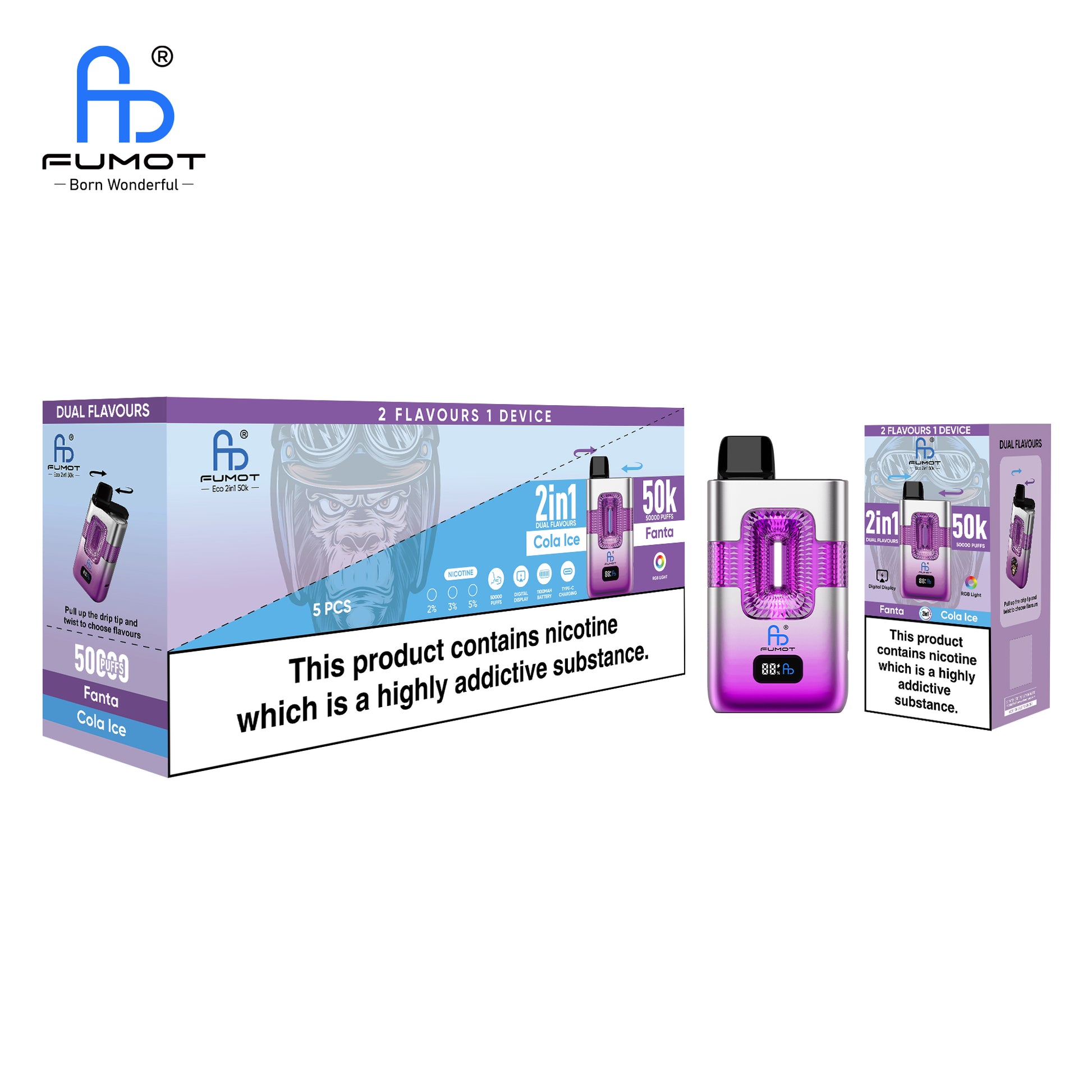 RandM FUMOT ECO 2IN1 50K Taff Fanta & Cola Eis