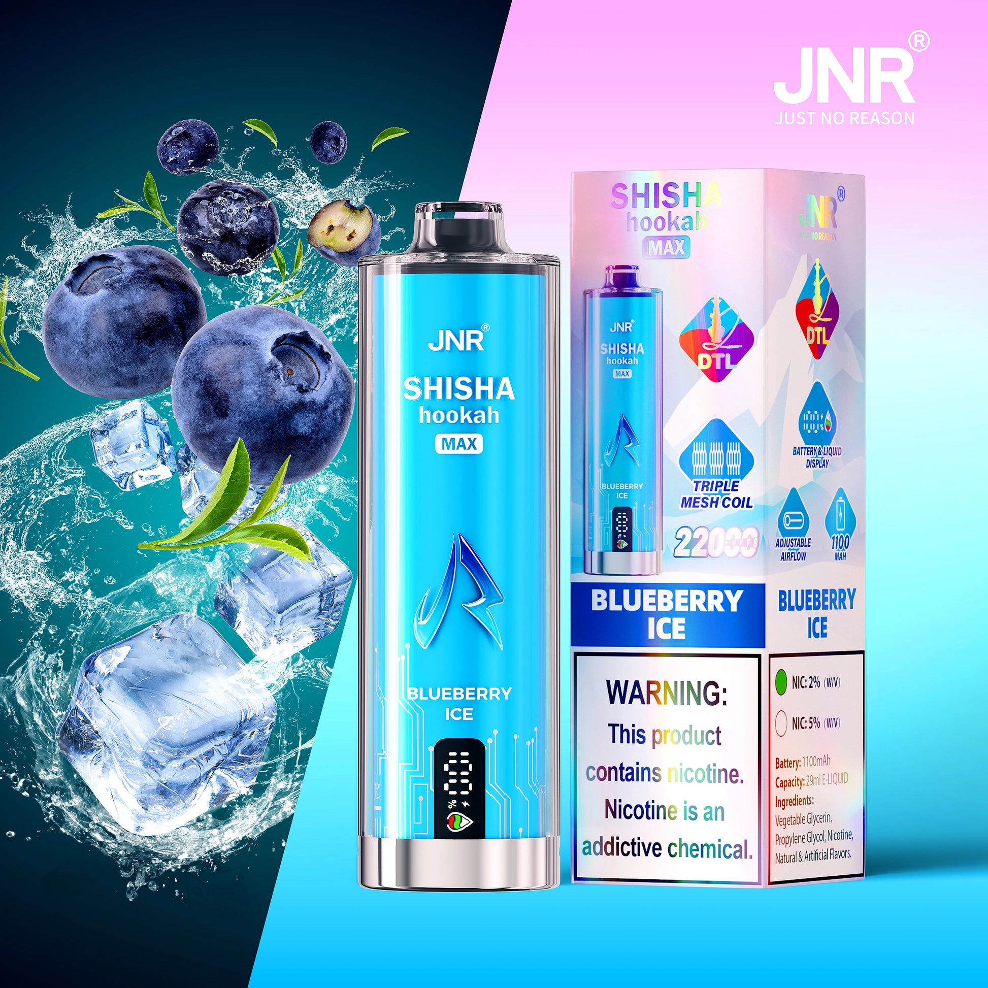 JNR Shisha Max 22000 Puffs Blueberry Ice Puffs-vape JNR Shisha Max 22000 Puffs Blueberry Ice Puffs-vape