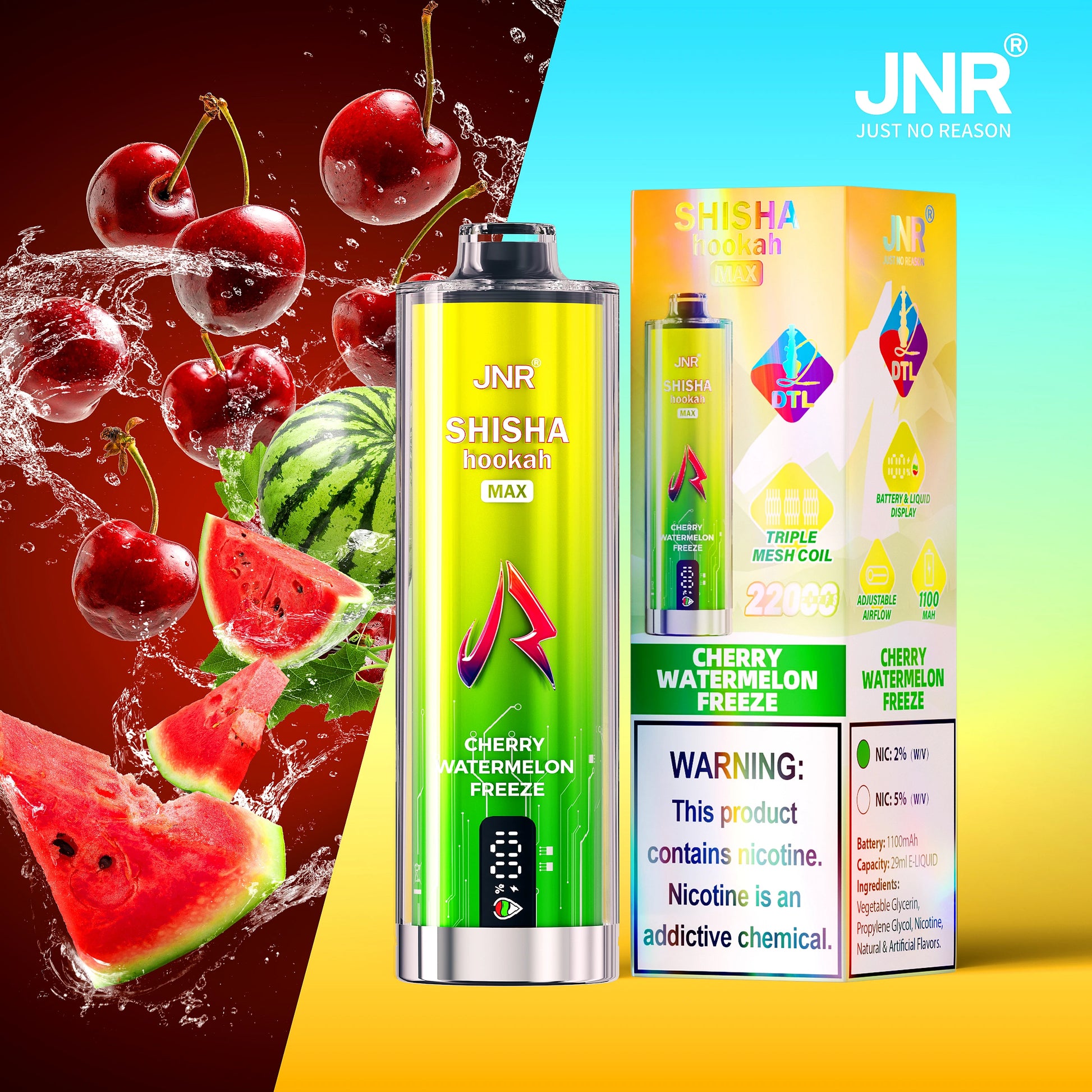 Cherry Watermelon Freeze JNR Shisha Max 22000 Vape