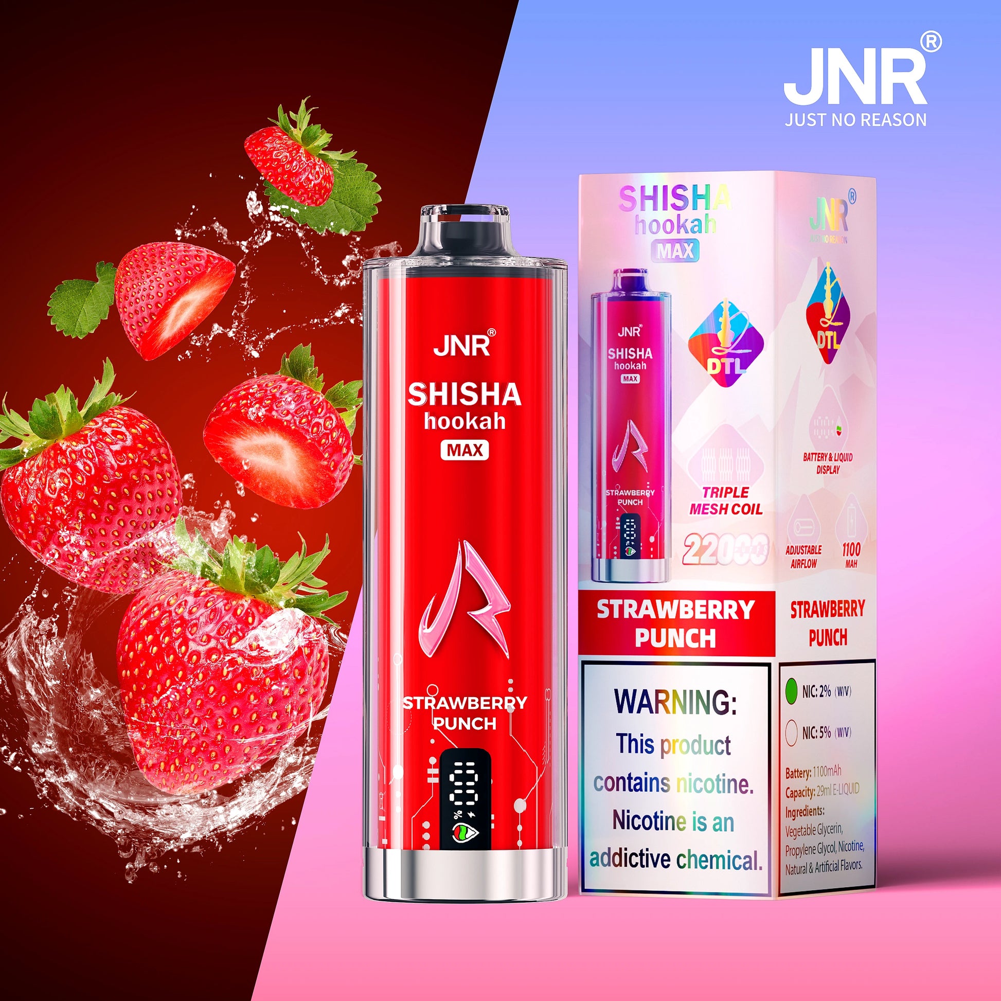 JNR Shisha Max 22000 – Strawberry Punch